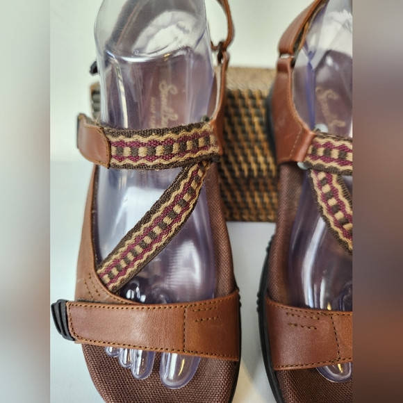 Sandbaggers Tango Teak Leather Brown Multi-Color Strap Athletic Golf Sandals - Picture 5 of 9